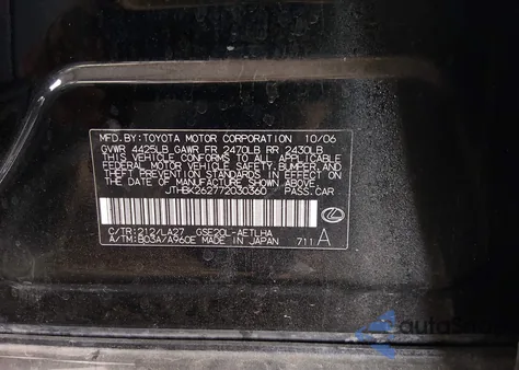 2007 Lexus Is 250 z USA, uszkodzony, nr VIN JTHBK262772030360